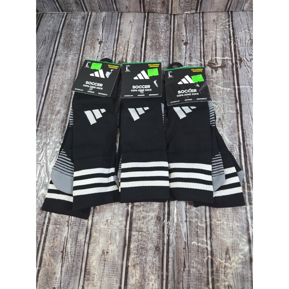 Adidas Unisex Soccer Copa Zone Soccer Black/Gray/White Size Large LOT OF 3